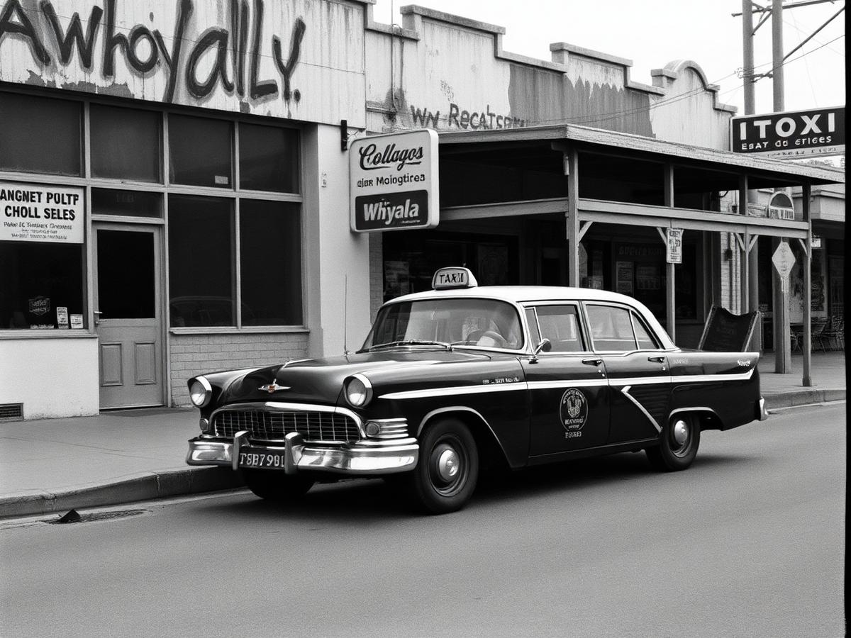 1963 archival photo of the original Des's taxi in Whyalla